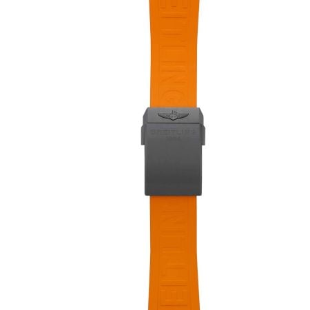 Breitling Orange Twinpro Rubber Strap - 24mm On DLC Titanium Push Button